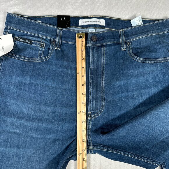 Calvin Klein Jeans Men Size W38 L34 Slim Straight Fit Blue Ashton Cotton Blend - Picture 5 of 13
